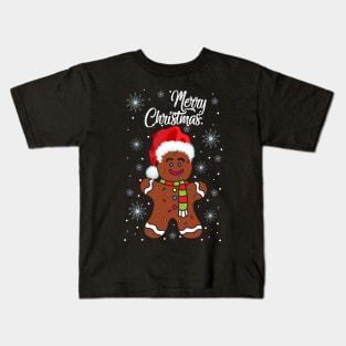 Gingerbread Wear Santa Hat Christmas Costume Cookie Bakers Kids T-Shirt